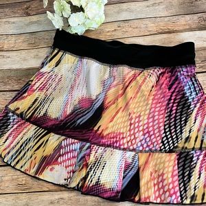 Women's Multicolor Athletic Skirt-Shorts with Black Waistband